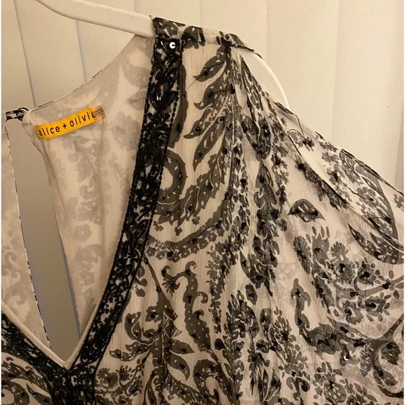 ALICE + OLIVIA Silk Paisley Beaded Dress Size S - Picture 12 of 12